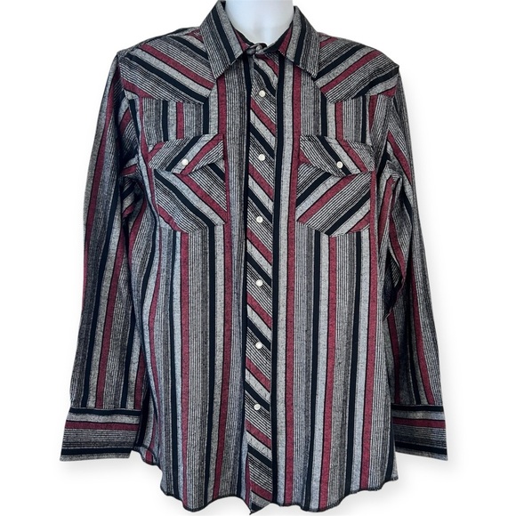 WRANGLER Western 100% Cotton Lightweight Flannel Pearl-snap Work Shirt L NWT - Picture 1 of 9